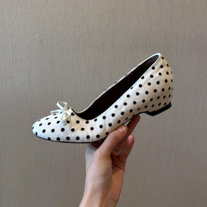 Polka Dot Bow Mary Jane Flat Shoes